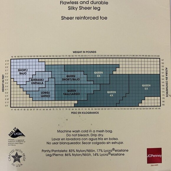 JCPenney East 5th Pantyhose Queen Tall Off Black Control Top Reinforced Toe - Picture 3 of 3